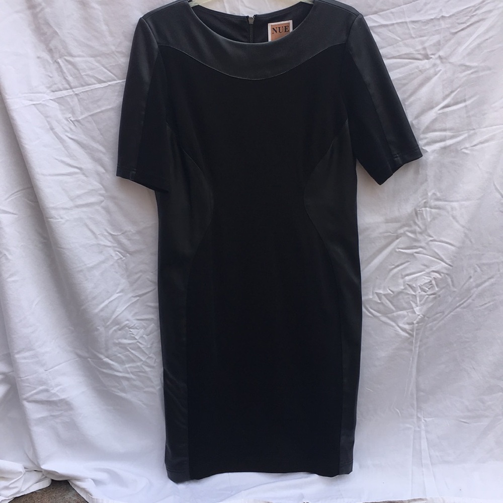 NUE by Shani Faux Leather Panel Dress